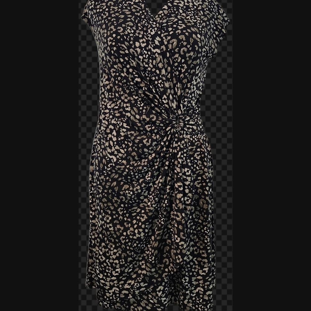 Tommy Bahama Black and Olive Asymmetrical Dress, L